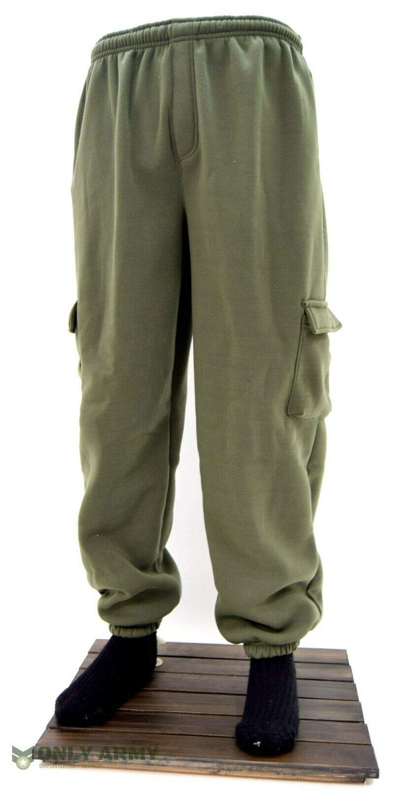 Military Surplus Unisex Olive Green Army Style Fleece Combat/Cargo Jogging Bottoms (Medium(34-37" Waist))