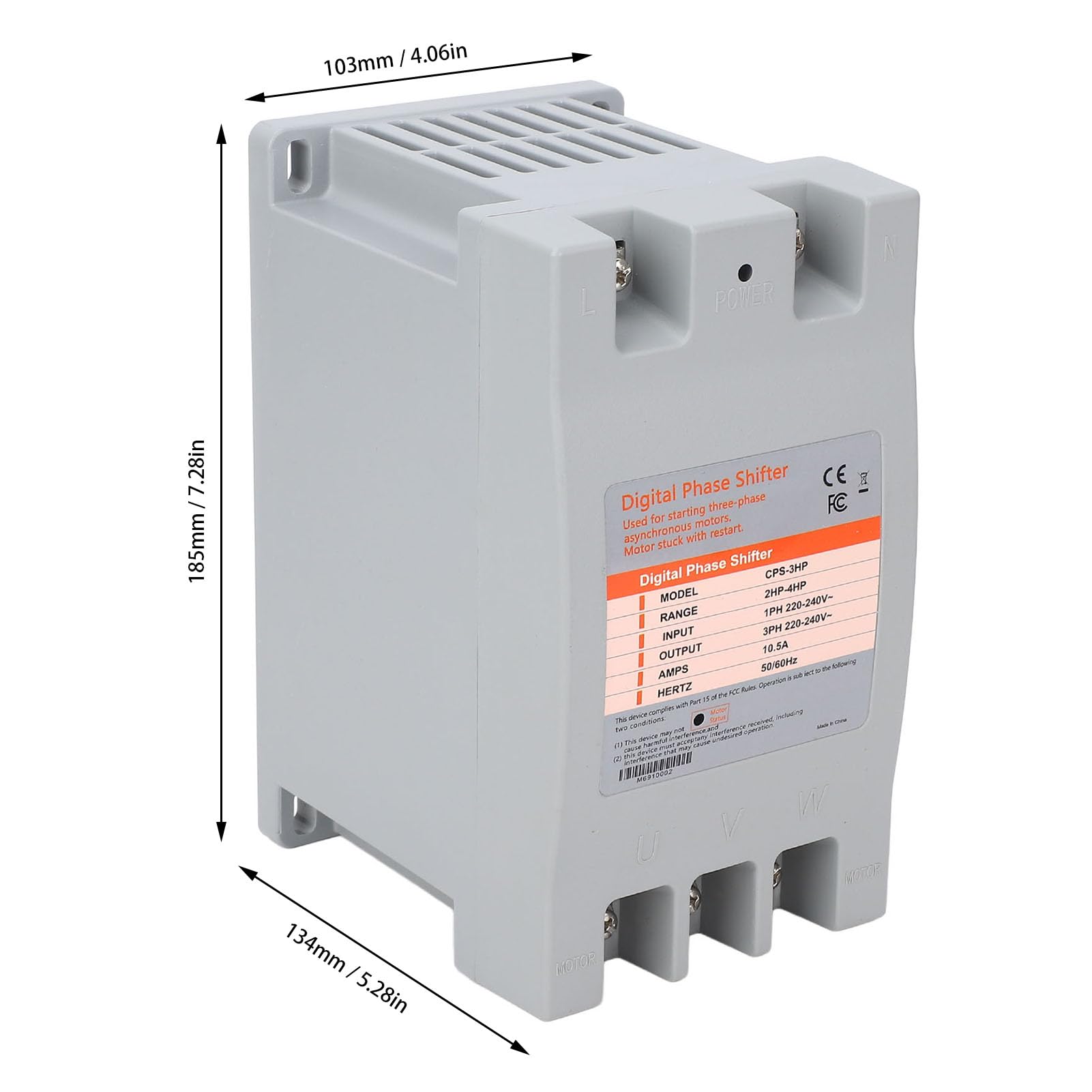 Sxhlseller Convertidor de Fase Digital, Convertidor de Potencia Monofásico a Trifásico de 2 a 4 para Equipos de Motor, Inversor Compacto de 1,5-3 KW para Herramientas de Maquinaria Comercial