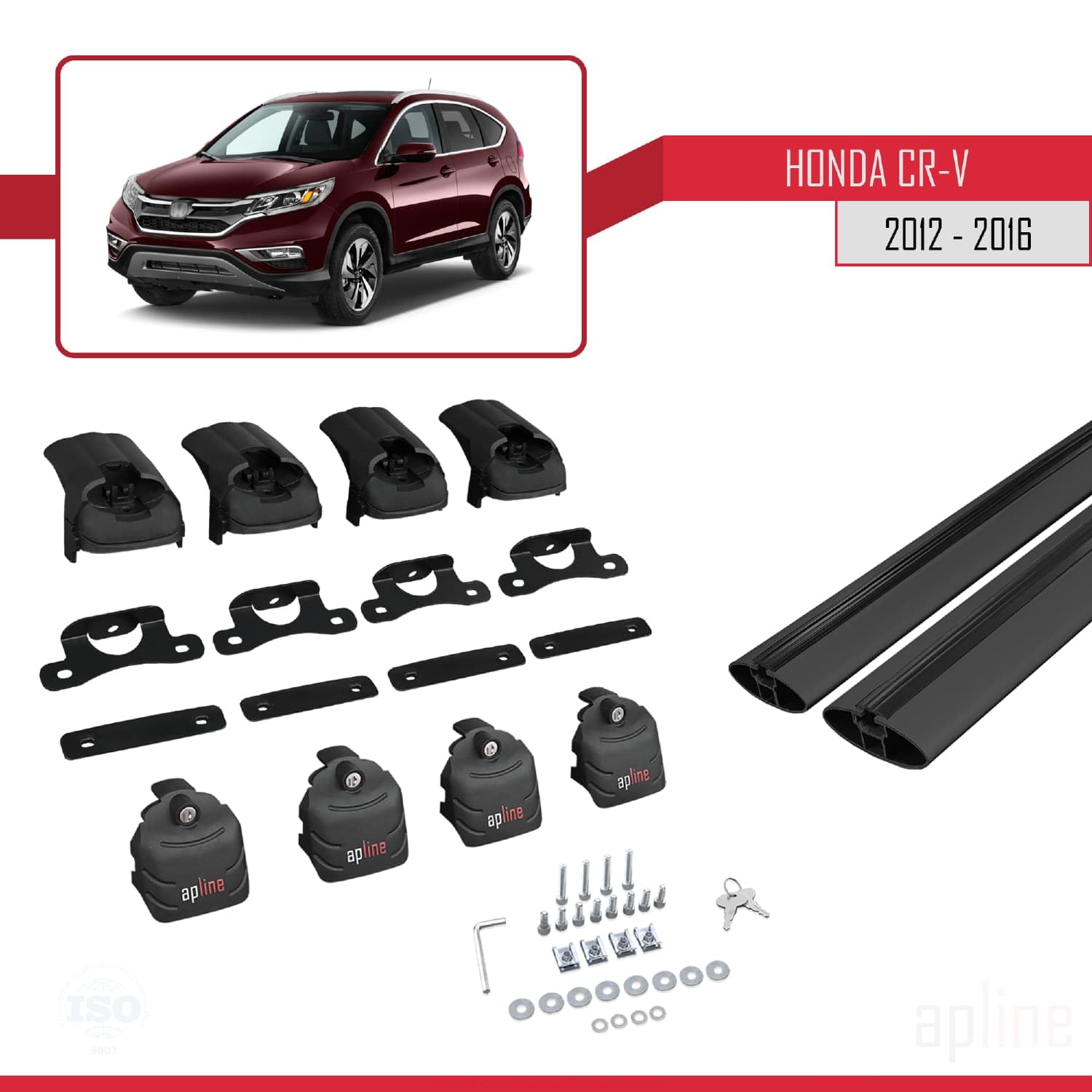 Barres De Toit ACE-2 Pour Honda CR-V 4 (2012-2016) – Gris Aluminium, Charge Max 75 Kg, Antivol