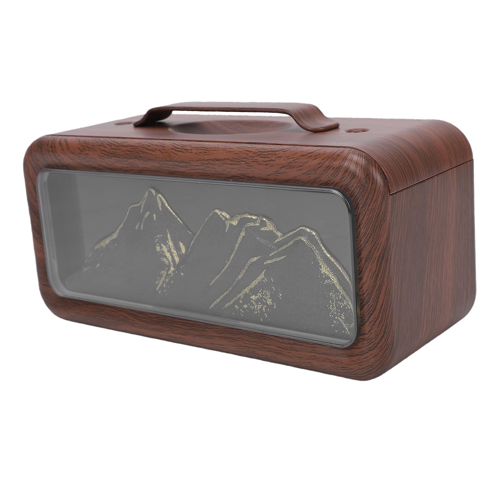 Buachois Diffusore Aromaterapia Umidificatore 600ml USB Luce Montagna (Grano di legno scuro)