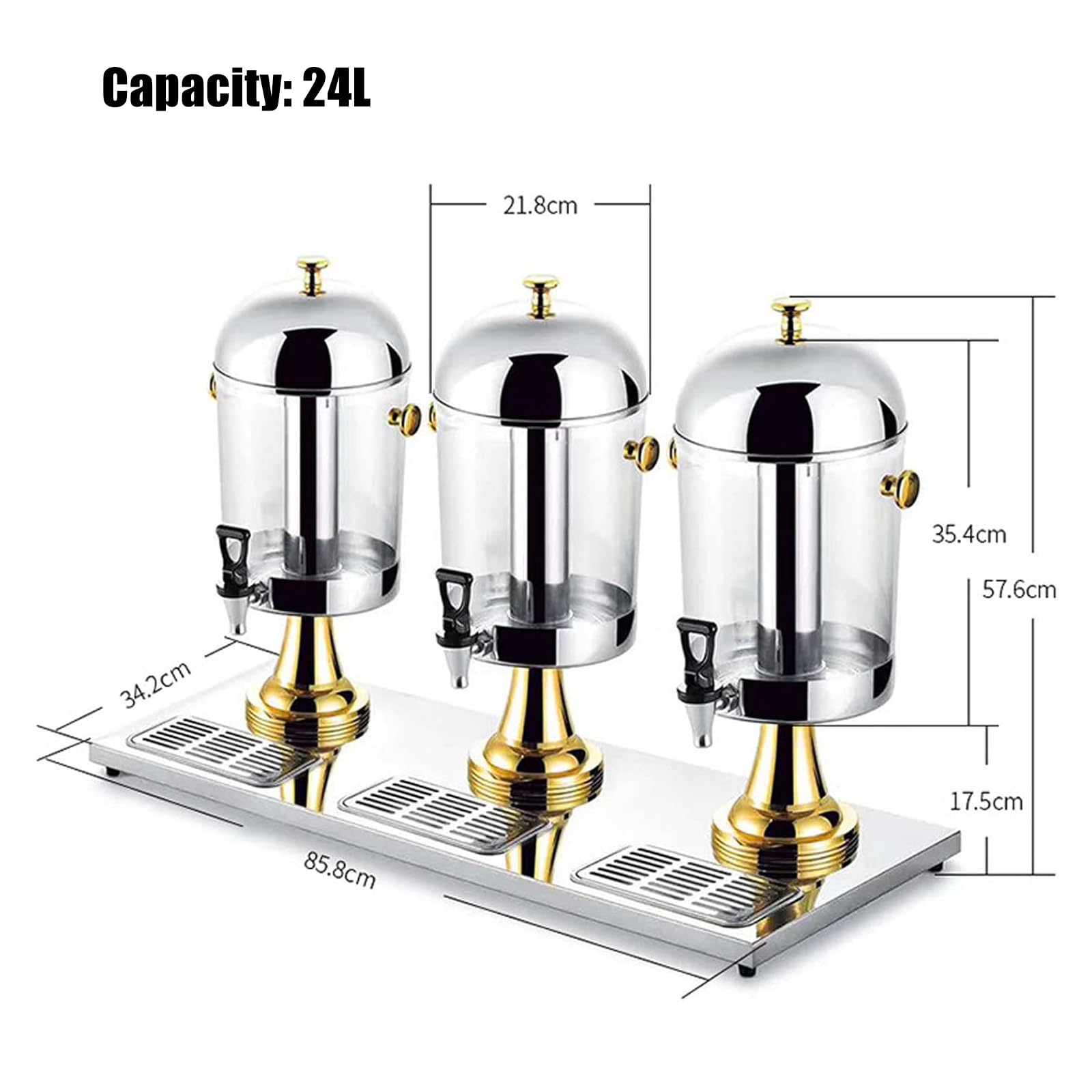 Dispenser per succhi in acciaio inox con serbatoio trasparente e contenitore per ghiaccio, isolamento a doppia parete per bevande calde/fredde, design facile da pulire per uso commerciale