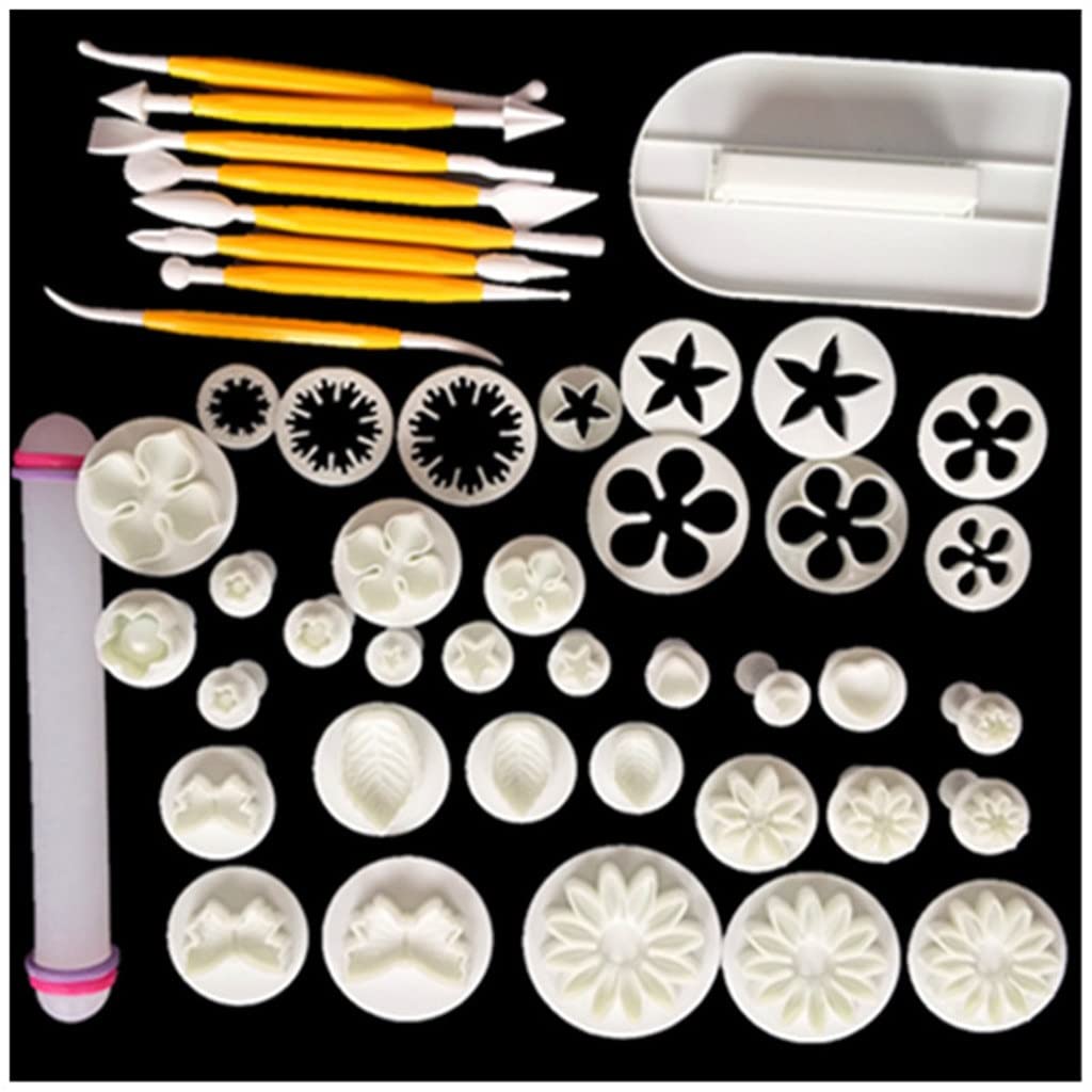 Juego de repostería de 14 Piezas, 14 Estilos, Juego de 46 Piezas, Troquel de Repujado con Resorte, espátula, Accesorios de Silicona para decoración de Pasteles