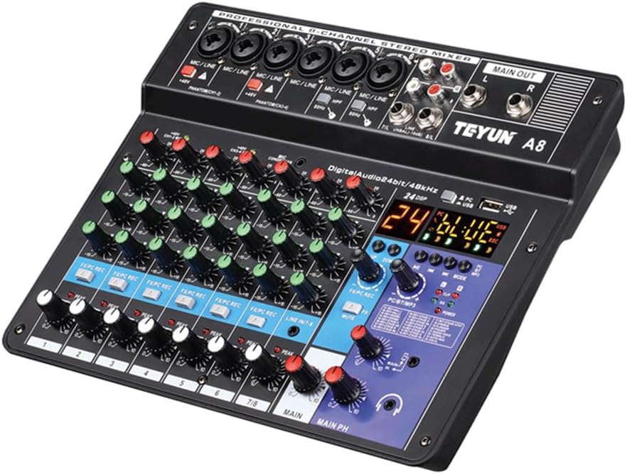 TEYUN A8 8-Channel Professional Portable Mixer