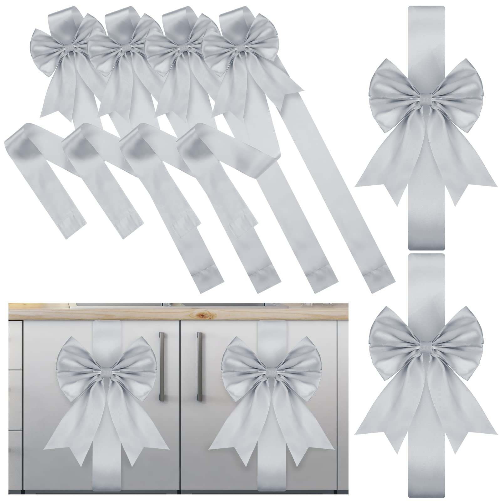 Syhood 8 Stück Weihnachten Schrank Große Schleifen Tür Dekoratives Band Festlich Große Schrank Band Schleifen Für Küchenschränke Möbel Raumdekorationen (Dunkelgrün