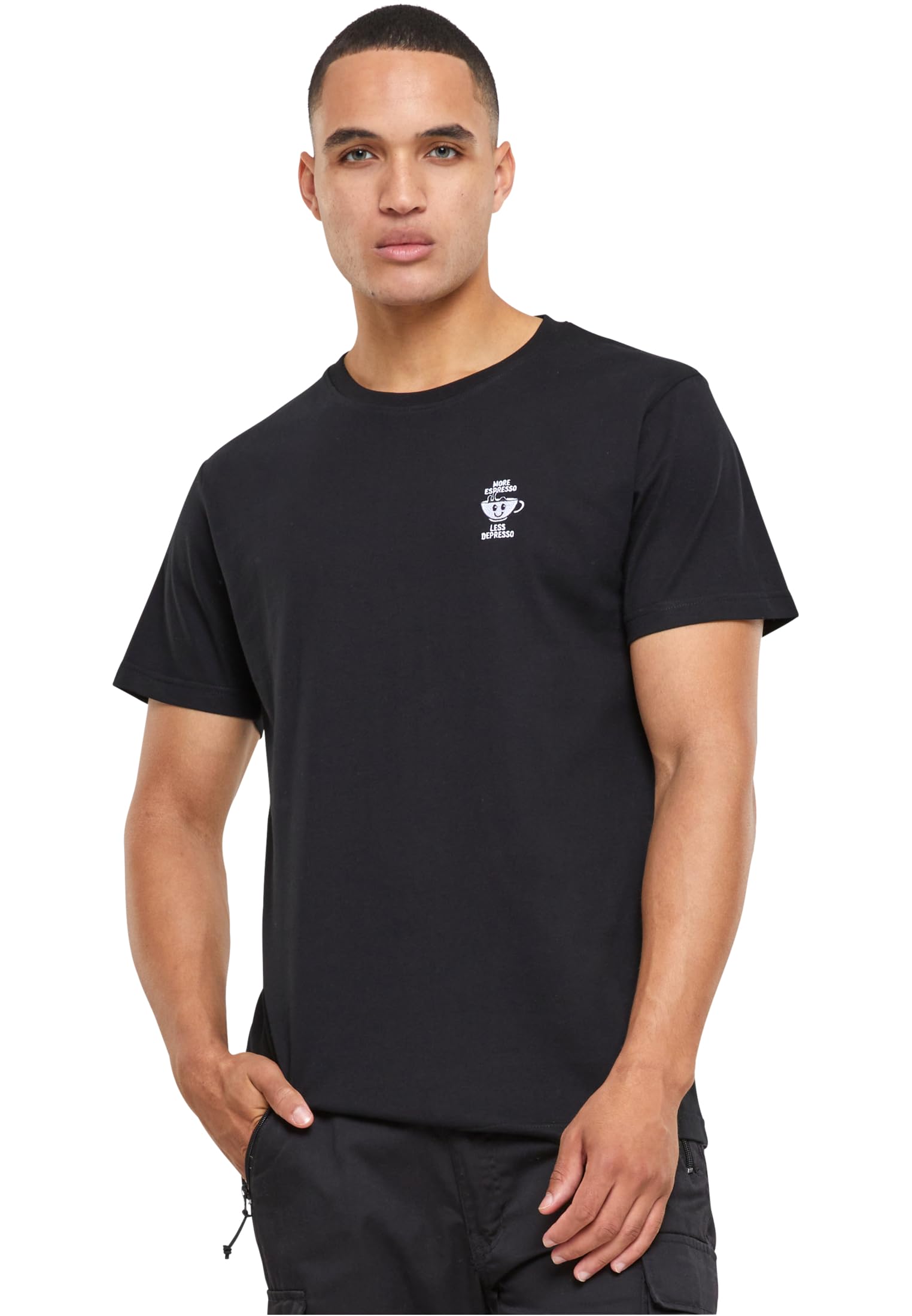 Mister Tee Herren T-Shirt More Espresso Less Depresso EMB Black, L