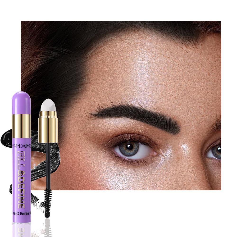 FeiCuiYun 3 in 1 Hair Color Concealer Eyebrow Gel For Women, Waterproof, Long Lasting,Transfer-proof, suitable for eyebrows, beard, and hairline, With features a blending sponge applicator, Black
