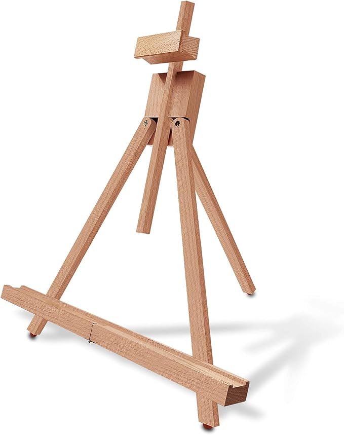 Miratuso A-Frame Painting Table Easel - Folding Wooden Tabletop Easel Stand Holds Highest to 21-inch Canvas, Portable and suitable for Artists, Beginners and Students