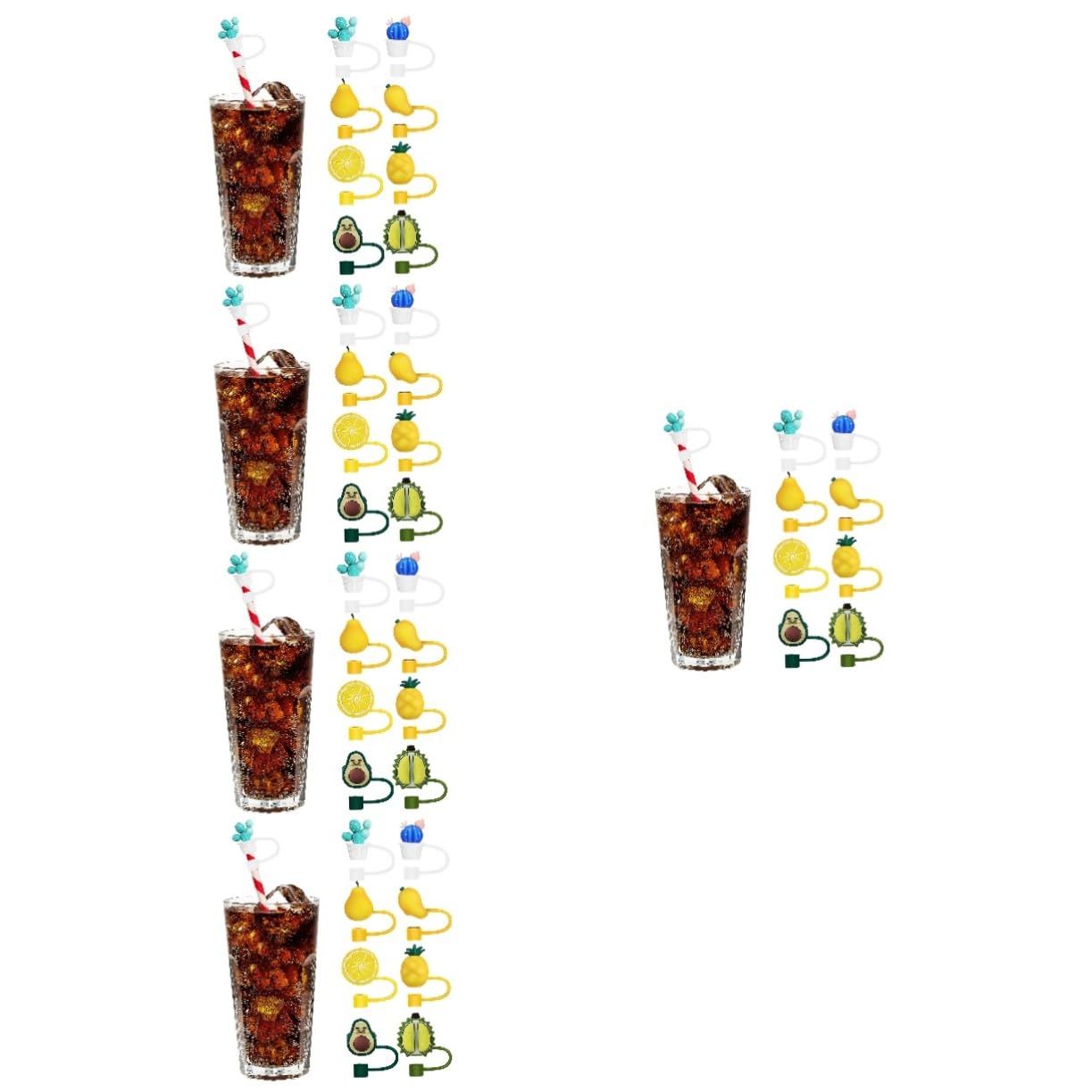 IMIKEYA 5 Sätze Glasstrohhalm-set Glasstrohhalme Glastrinkhalme Strohhut Set Straw Cover Glasstromhalm Strohstopper Strohaufsätze Aus Silikon 8 Stück * 5