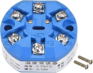 uxcell PT100 Temperature Sensor Transmitter 24V DC 0-10V -20℃ to 80℃