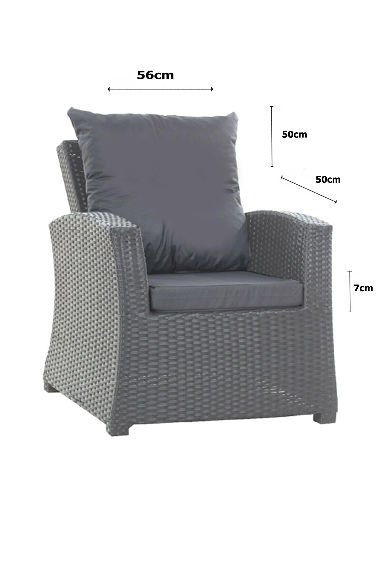 Coussin de jardin anthracite pour fauteuils, chaises de jardin et meubles en rotin - Résistant aux intempéries - Polyester