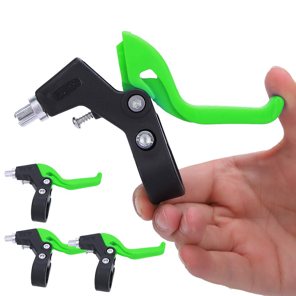 Leviers De Frein Vélo Enfant – 2 Paires Nylon Vert/Noir – Poignées 3 Doigts Ergonomiques – Diamètre Guidon 22,2 Mm – Universel