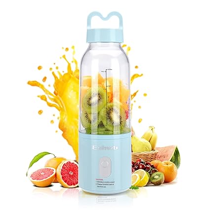 Eshwb Portable Blender,Personal Blender for Shakes and Smoothies, Mini Blender USB Rechargeable with 6 Blades, Handheld Blender for Sports Travel and Outdoors (Blue)