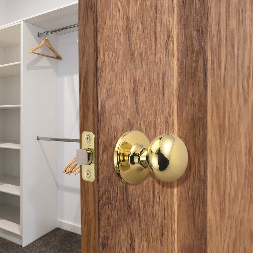Design House 753269 Cambridge 2 Yollu Mandallı Geçit Kapı Kolu, Parlak Pirinç