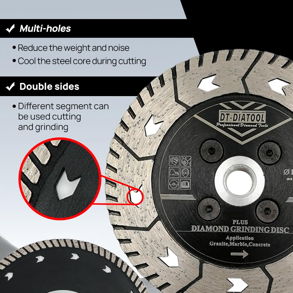 DT-DIATOOL Diamant Trennscheibe 230 mm x M14 Doppelseitiges Sägeblatt zum Schneiden Schleifen Beton Granit Marmor Stein