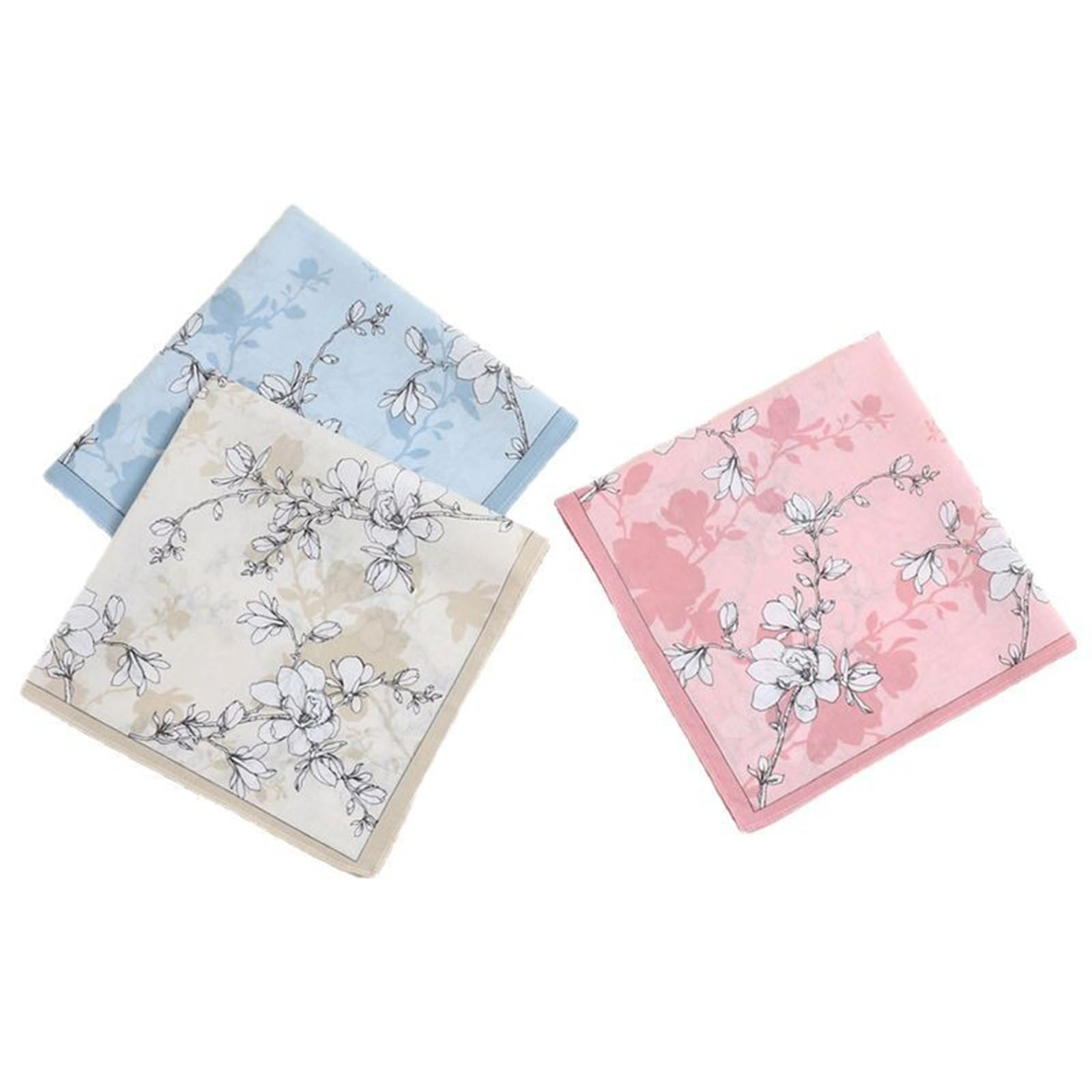YPBEW 1PC Women Florals Handkerchiefs Pocket Hankies Cotton Bandana Wedding Party for Girl Soft Handkerchief for Women