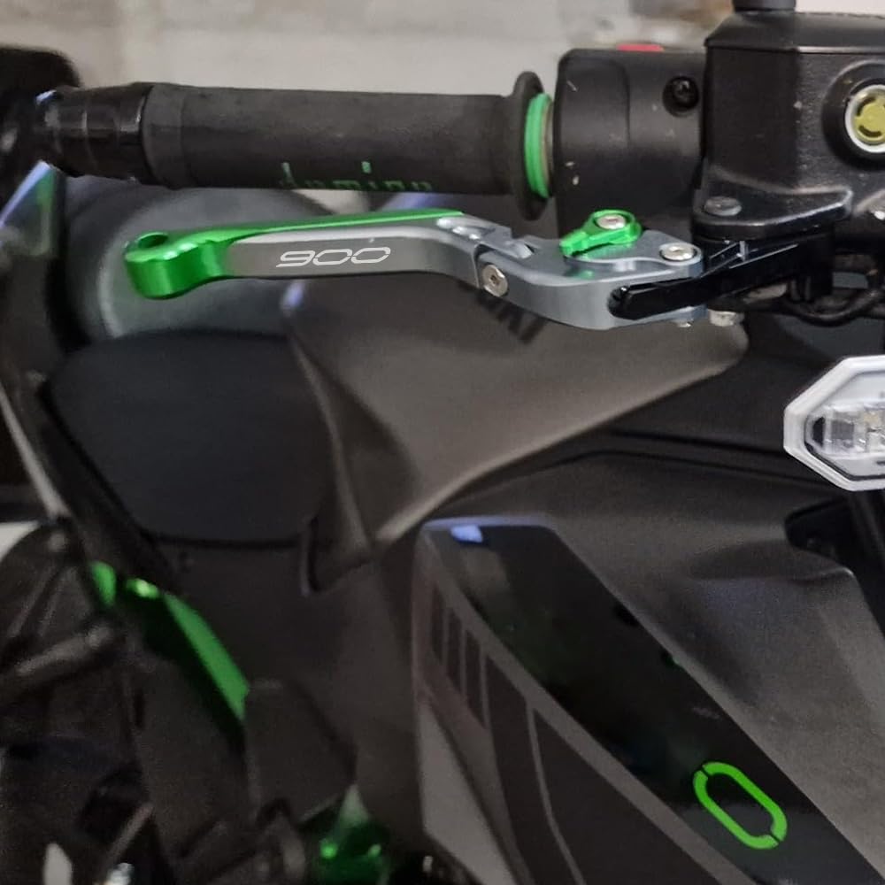 Compatibilidad con Z900 Z 900 2025 Manejo ajustable CNC de motocicleta Palanca de freno Palanca de embrague Manejo plegable extensible z900 (Verde)