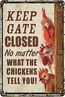 Yoeons Chickens Farm Keep Gate Closed Metal Tin Sign Farm Decor Vintage Wall Decor Home Bathroom Wall Decor Gifts 12x8 Inches