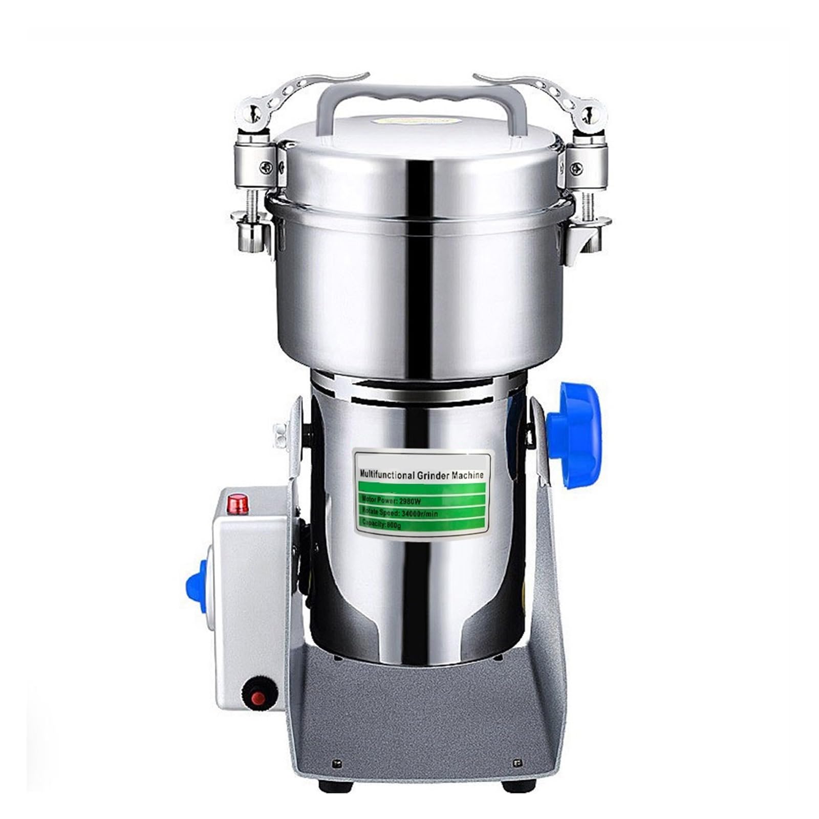 Macinino Elettrico da 800 g, macinino per Erbe aromatiche, Macchina da caffè, Mulino per Cereali e spezie, frullatore per Erbe medicinali e Grano, Grande capacità, Acciaio inossida