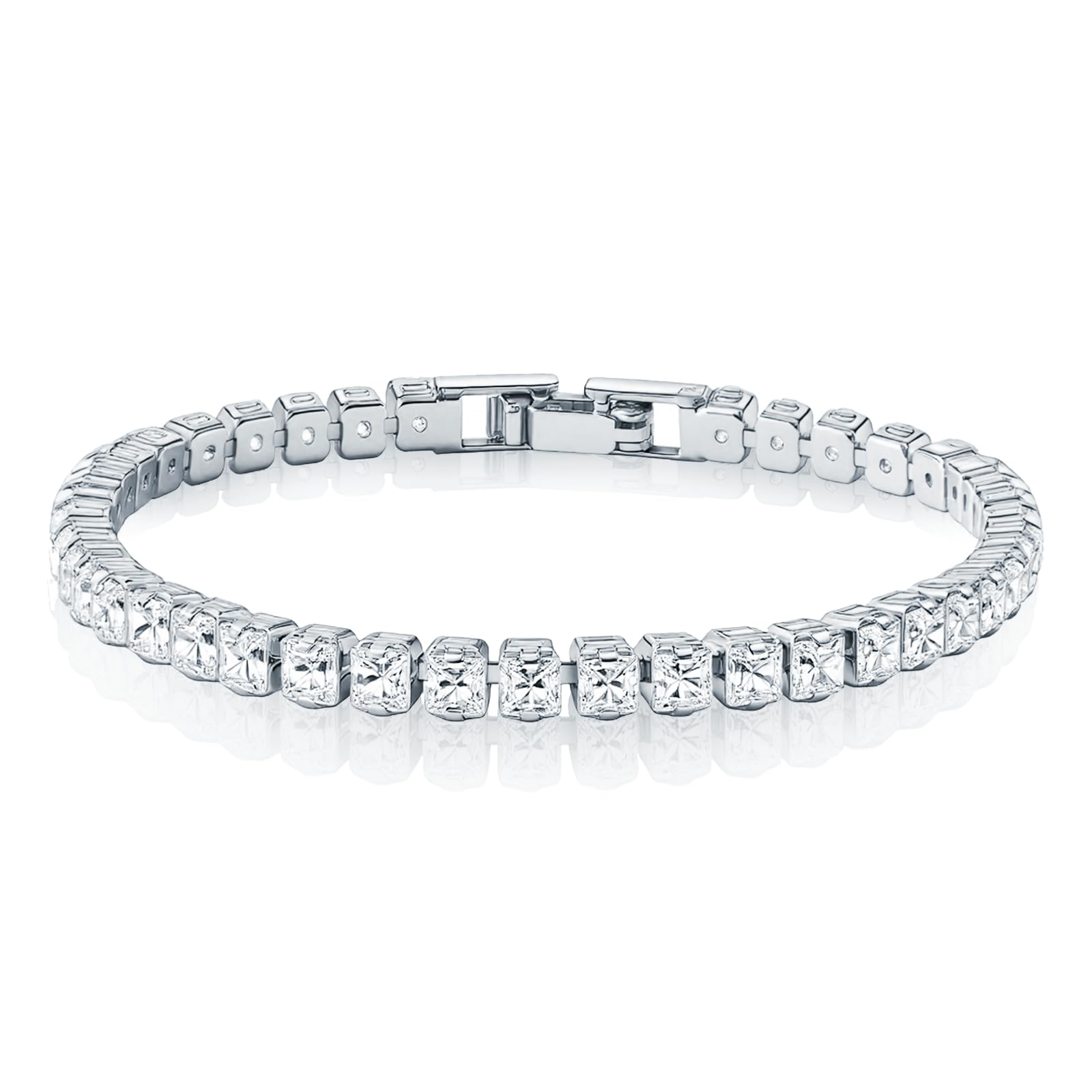 18K White/Yellow Gold Plated 3mm Cubic Zirconia Classic Tennis Bracelet | Size 6.5 Inch | Gold Bracelets for Women |Romantic Valentines Day Gifts for Her