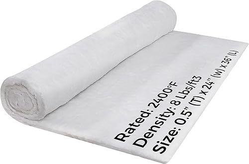 Simond Store Manta aislante de fibra de cerámica, 8# 2300F, 0.5 x 24 x 36 pulgadas, manta aislante ignífuga de alta temperatura para estufa de