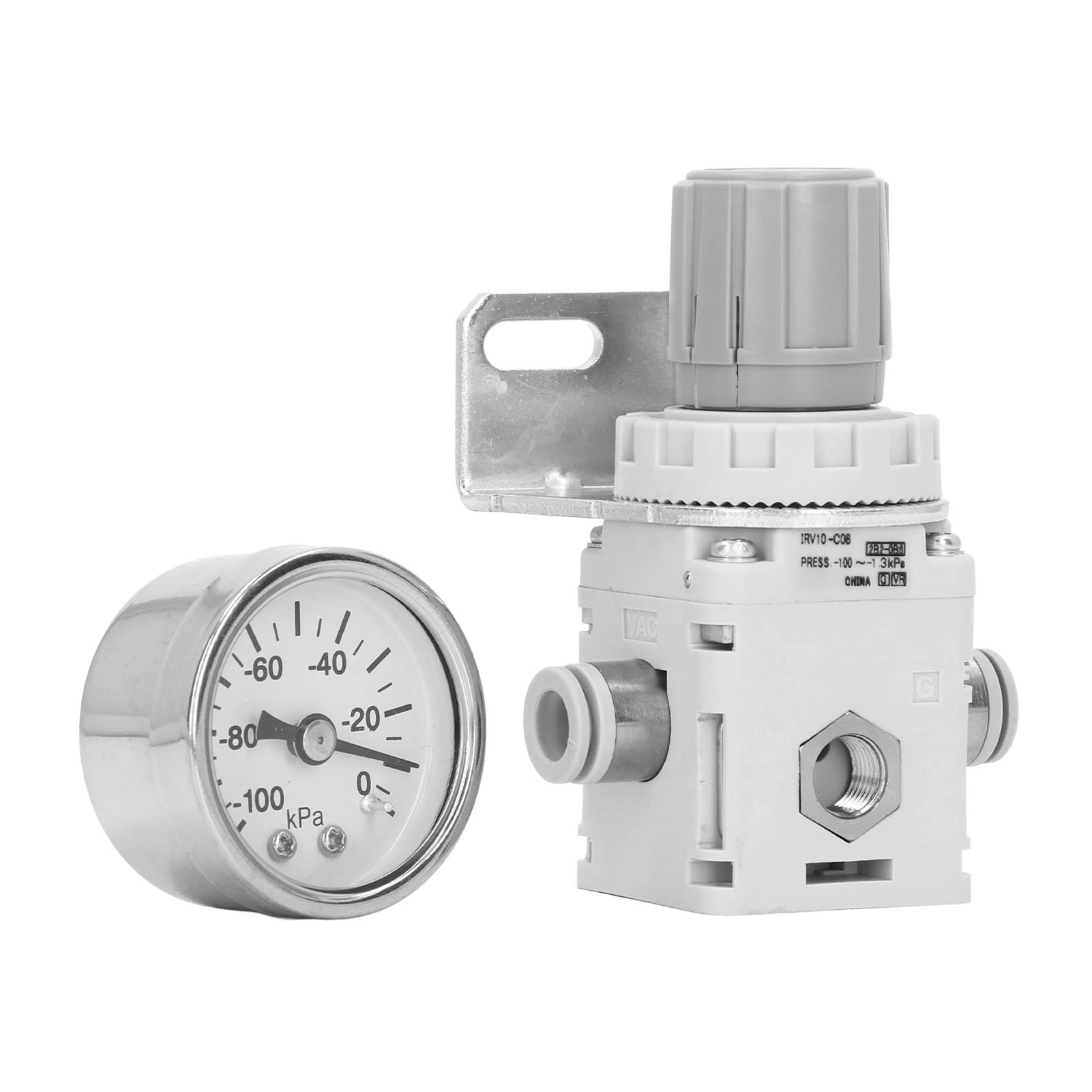 Regulador de Presión de Aire con Dial de Presión, Manómetro Regulador de Presión de Vacío Neumático con Autobloqueo, Rango de Presión de Funcionamiento de -100 a -1,3 Kpa
