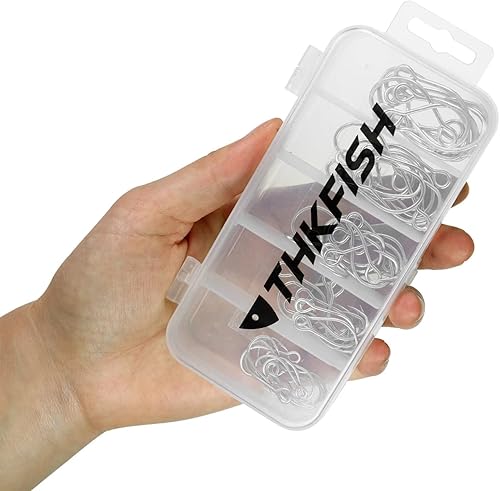 Miniatura 6 de THKFISH 50 piezas100 ganchos individuales en línea, ganchos de pesca de repuesto para señuelos cebos, ganchos circulares en línea, ojos grandes con