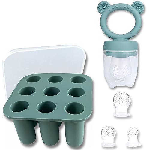 JEXFUN Alimentador de alimentos de silicona para bebés, moldes para chupete y leche materna, recipientes para almacenamiento de alimentos para