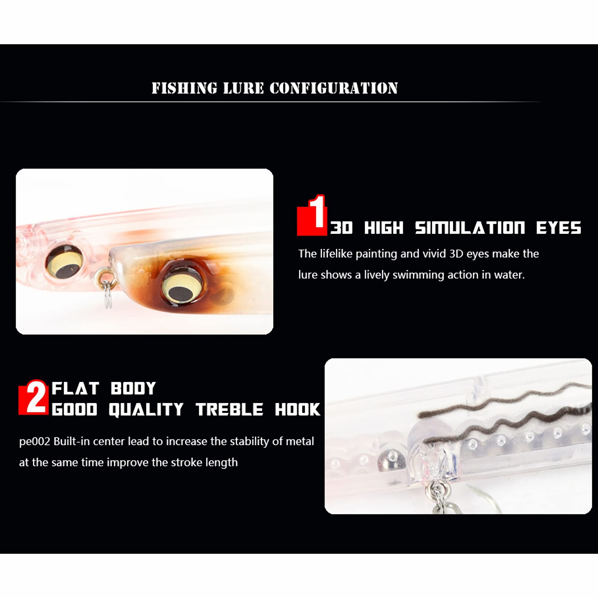 Cebos de Pesca, 10 Uds Cebo Duro Artificial 12,5 cm/16g señuelo de lápiz biónico Flotante señuelo de Pesca de Agua Dulce y Salada Wobbler for Trucha lubina Simple y práctico