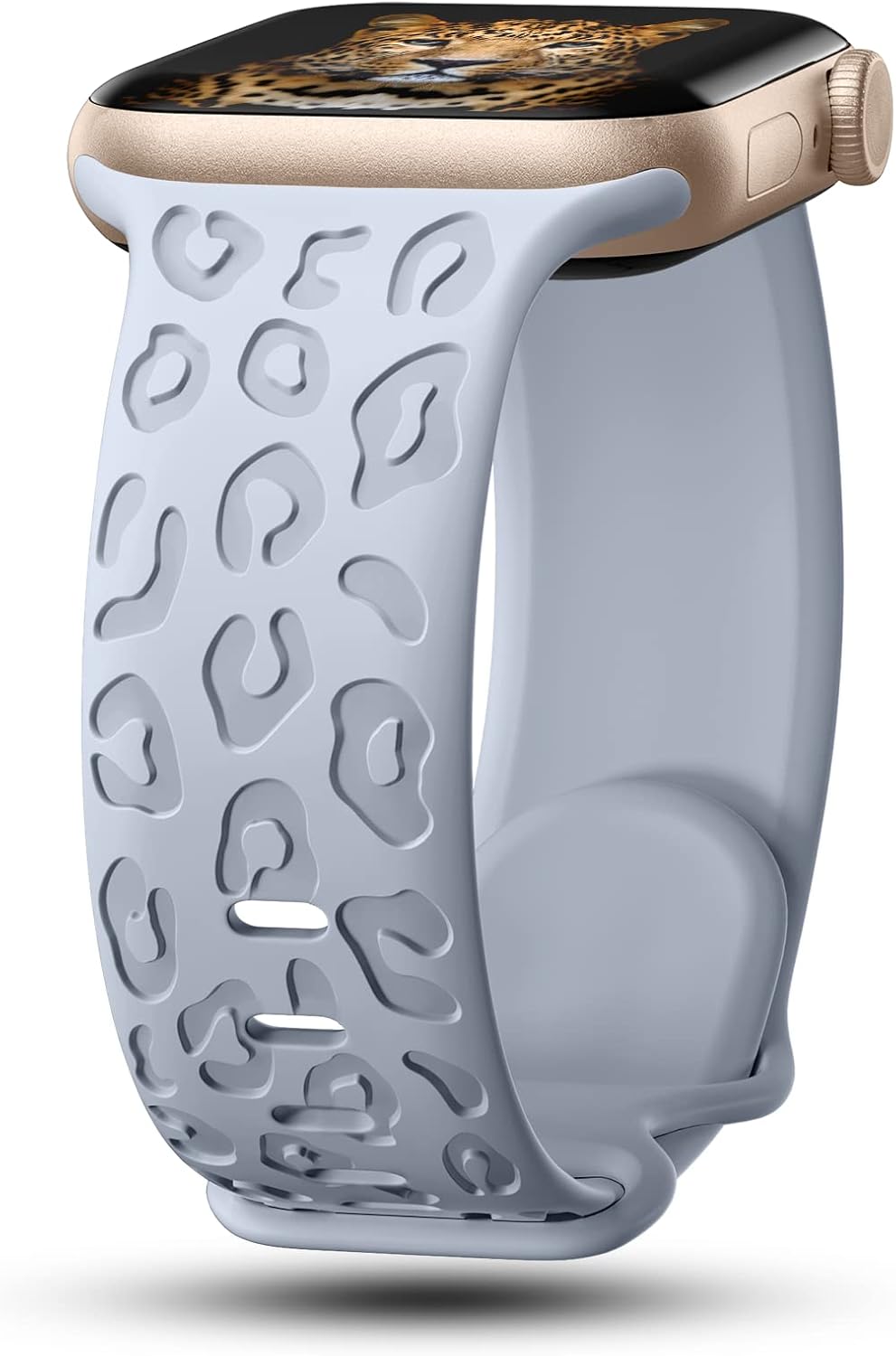 CreateGreat Engraved Bands Compatible with Apple Watch Band 40mm 41mm 38mm 42mm 44mm 45mm 46mm 49mm, Leopard Pattern Soft Silicone Strap Compatible with iWatch Series 10 9 8 7 6 5 4 3 2 1 SE Ultra