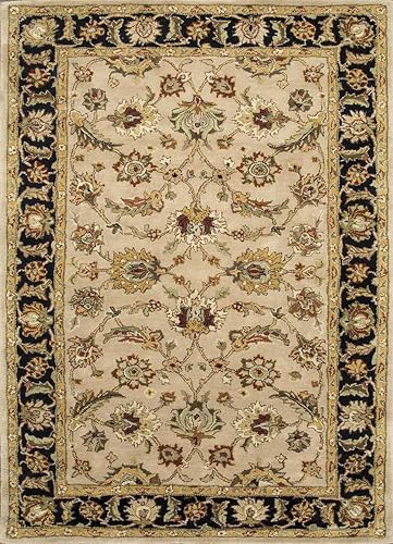Image of 7x9 Ft Hand-Tufted Wool Rug - Classic Thick Carpet for Cozy Living Rooms & Master Bedrooms