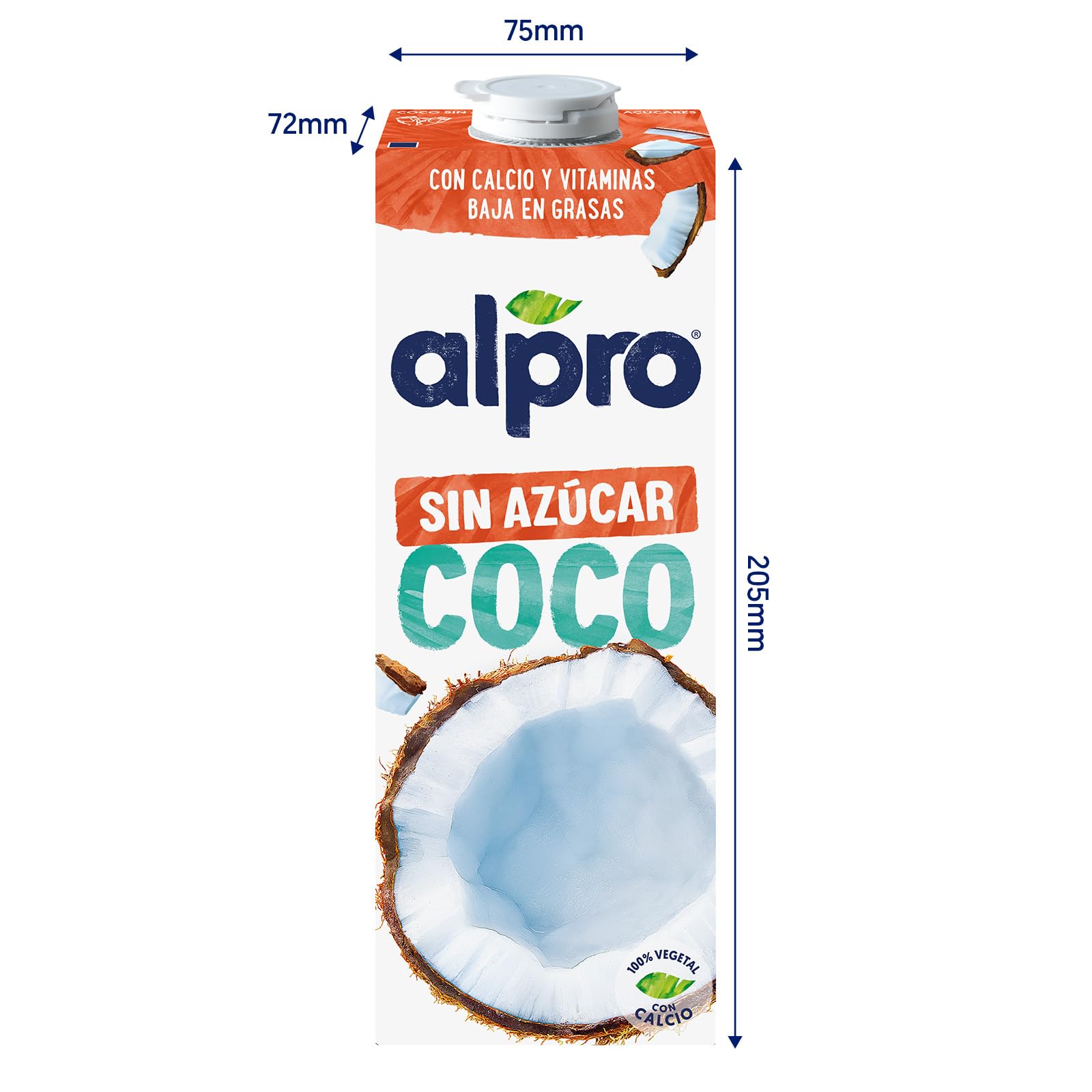 Alpro Bebida Vegetal de Coco sin Azúcar 8x1L