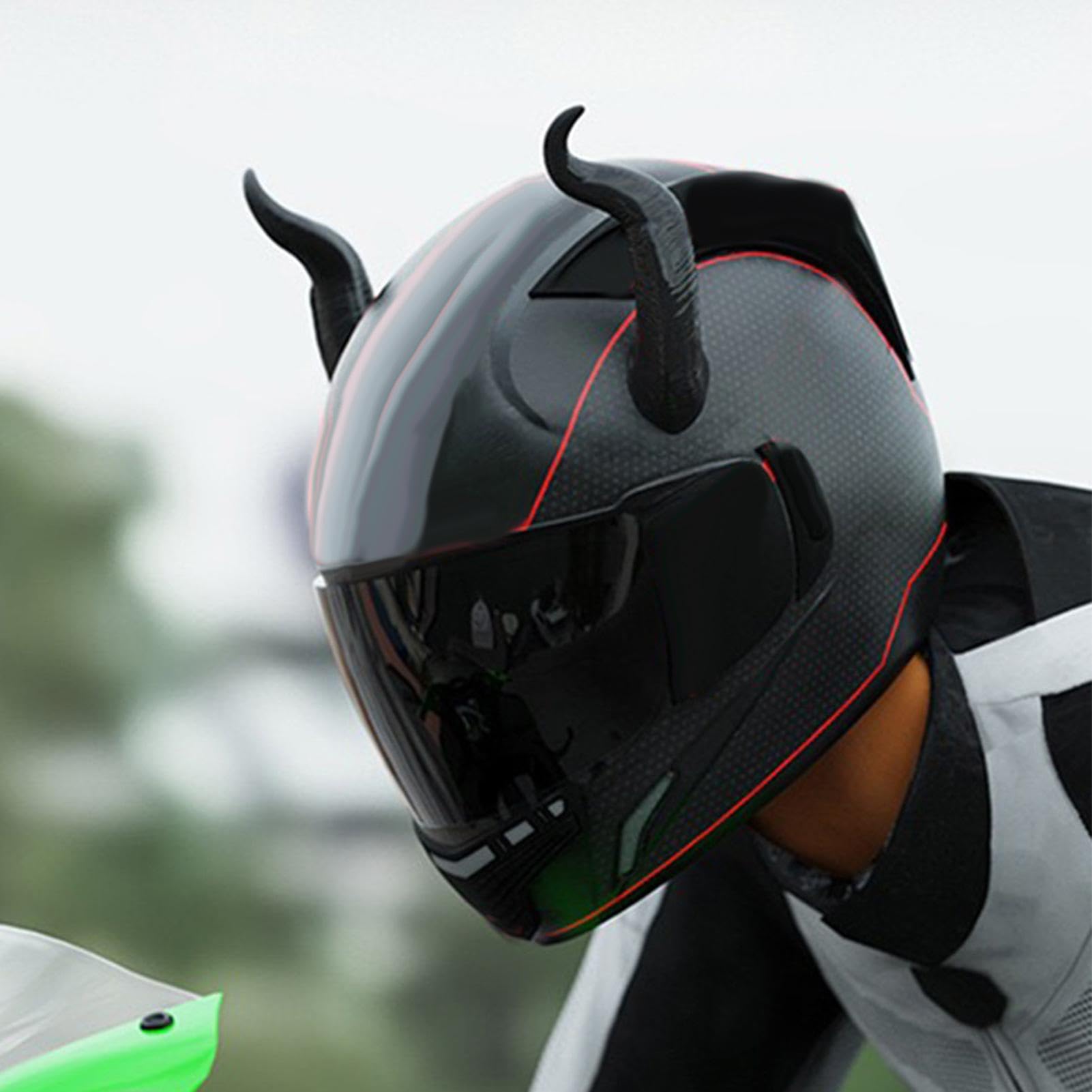 Duivelshoorns voor Helm, Kleurrijke Motorhelm Duivelsdemonhoorn met Zuignapdecoratie-accessoires (Zwart Duivelshoorns voor Helm, Kleurrijke Motorhelm Duivelsdemonhoorn met Zuignapdecoratie-accessoires (Zwart