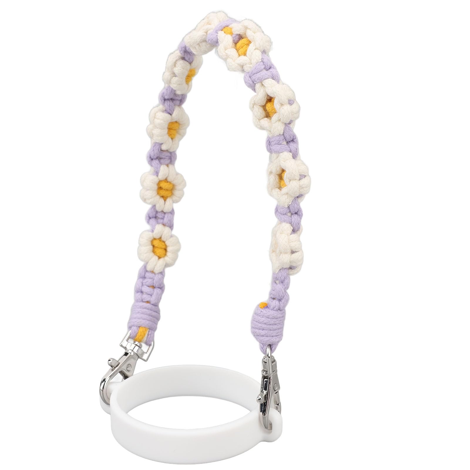 Saluaqui Bottle Handle with Cute Flower Design Silicone Hand Woven Lanyard Ideal Cup Rope for Outdoor Travel Camping Hiking and Picnics in Green (Purple)