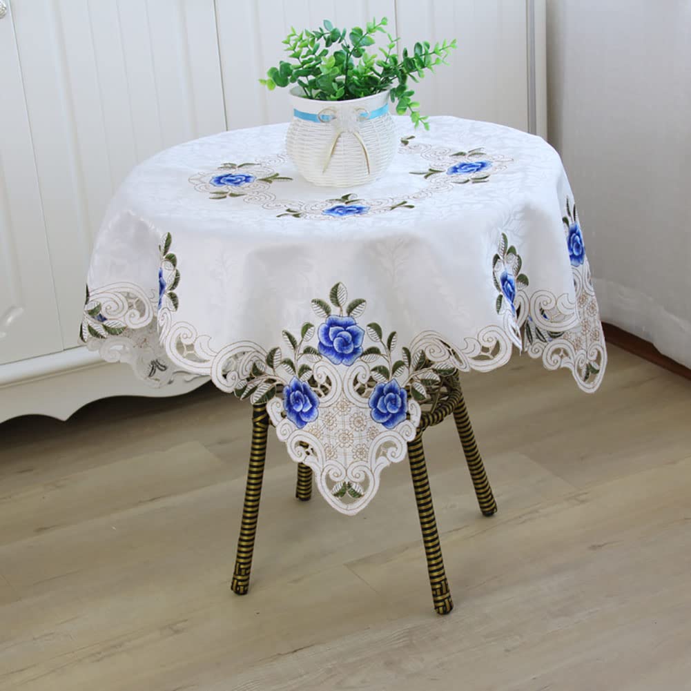 Square Tablecloth Lace Embroidered, Small Coffee Table Cloth Printed Fabric Cover for Christmas, Thanksgiving Decor