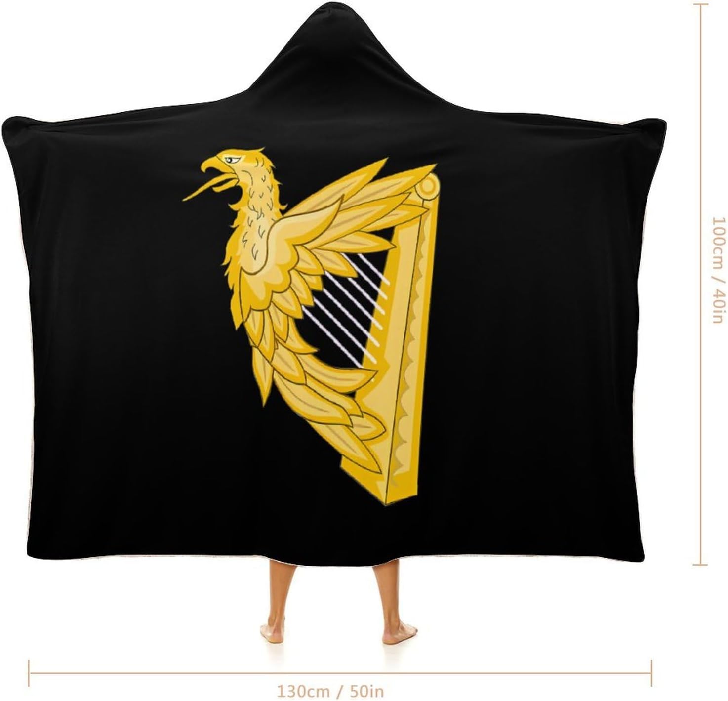 Ireland Ea-gles Harp Flag Funny Wearable Blanket Hoodies Soft Hooded Blanket Winter Gifts for Adult Home Office