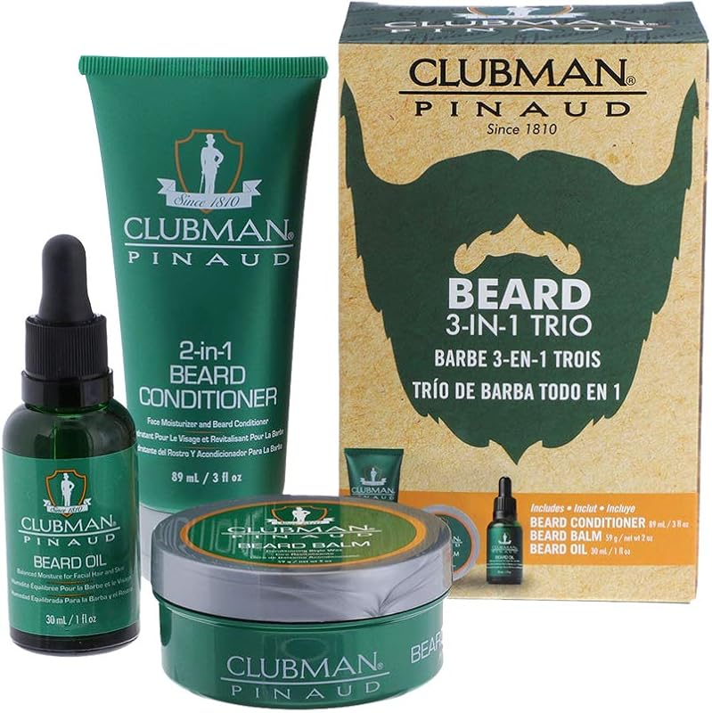 Kit para Barba Clubman Pinaud 3 em 1 com condicionador, óleo e balm, Pacote com 3
