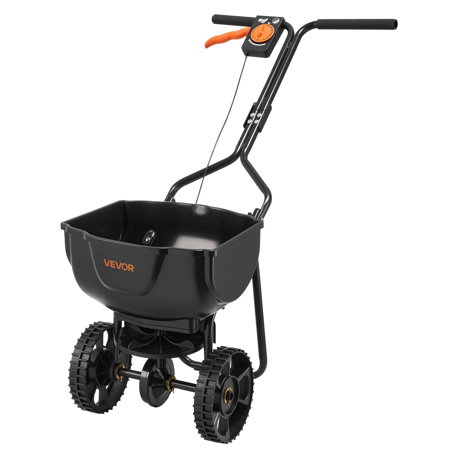 VEVOR Épandeur Engrais Capacité 6,8 kg Épandeur à Semence Largeur Épandage 0-3 m Semoir à Pousser pour Graines, Sel de Déneigement, Semer Jardinage, Pelouse, Gazon, Débit Réglable, avec Roues 25,4 cm