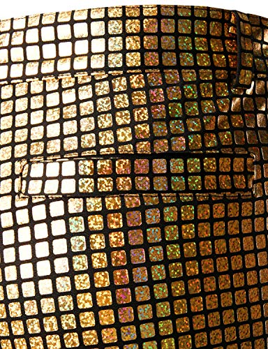 Zeroyaa Men's Nightclub Shiny Metallic Sequins Suit Pants 70S Disco Trousers (34, Gold Sequin) #TOP4