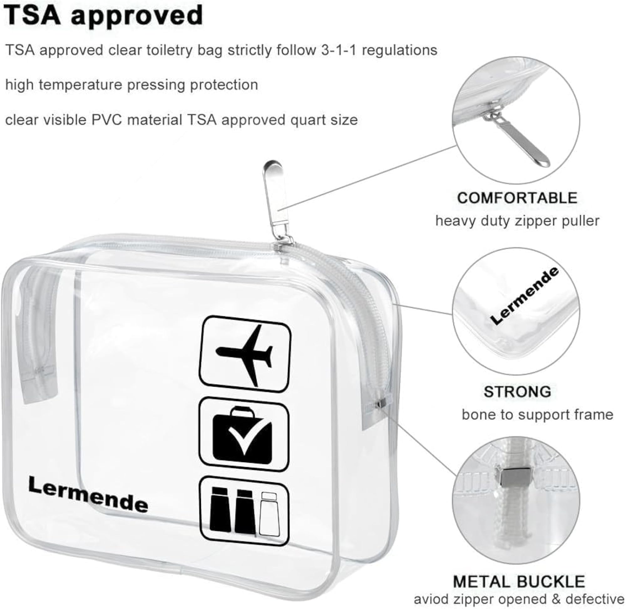 2 Packs Clear Toiletry Bag for Travel