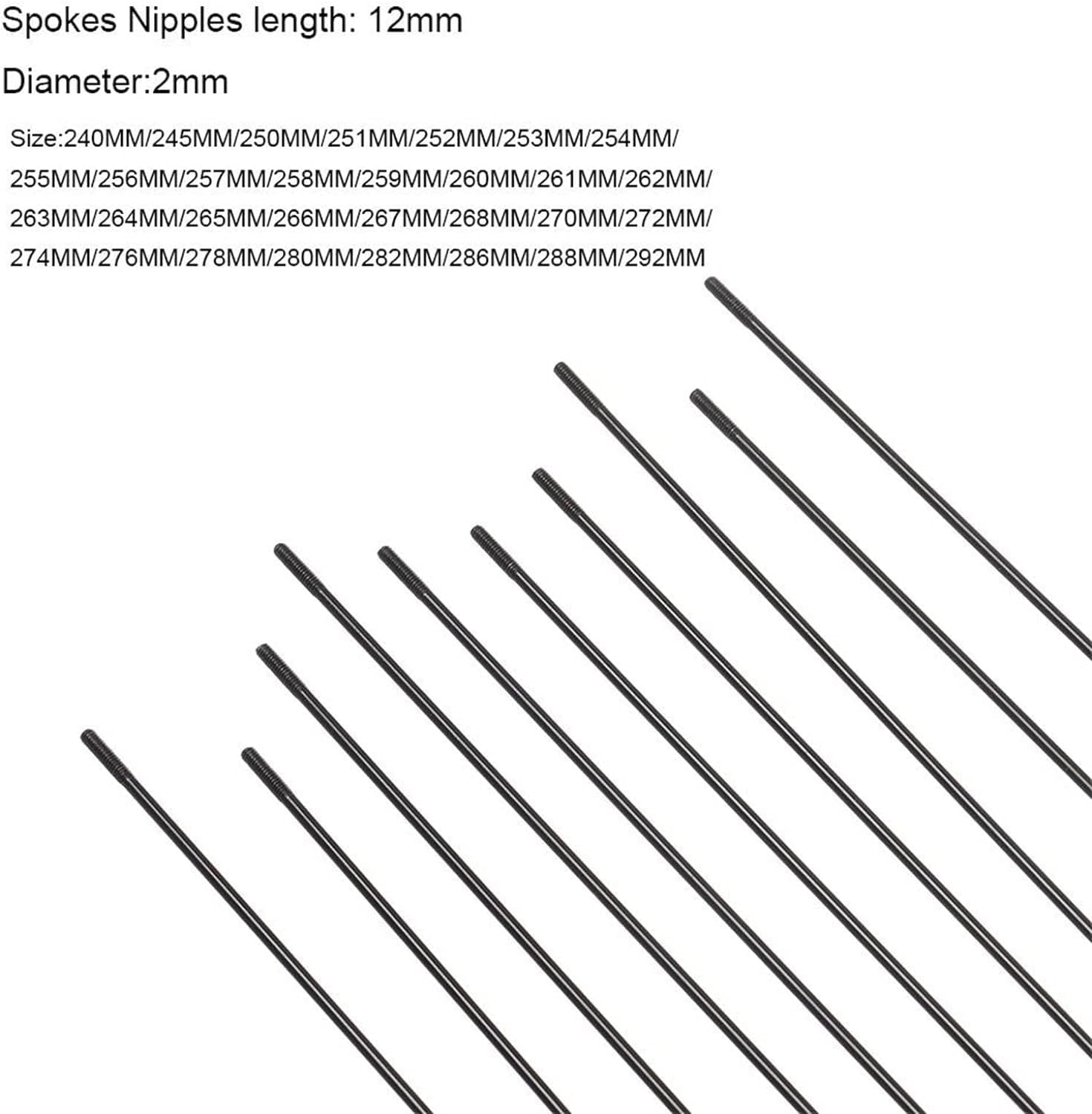 Bicycle Parts Replace Spokes, 10pcs 14G Bicycle Spokes with Nipples Stainless Steel Outdoor Mountain Road Bike High Strength Bicycle Spokes Wires(245mm)