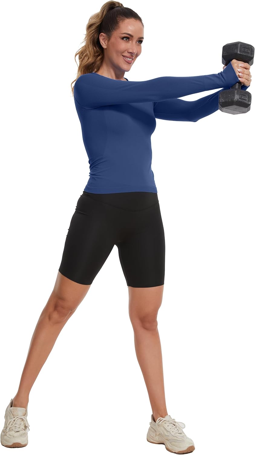 MathCat Seamless Workout Shirts for Women, Long Sleeve Workout Tops for Women, Yoga Sports Athletic Gym Tops - Image 5