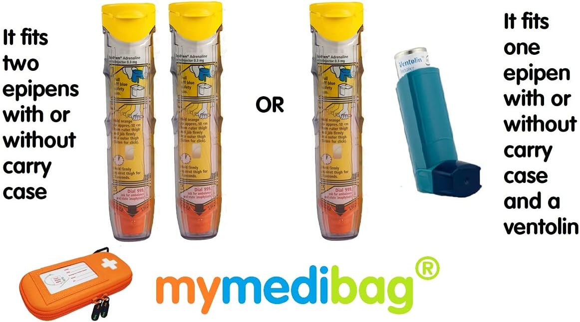 Double Epipen Carry Case - Hardcase Insulated Medication Bag - Bright Orange Epipen Holder, Highly Visible and Noticeable Medical Case for Emergencies