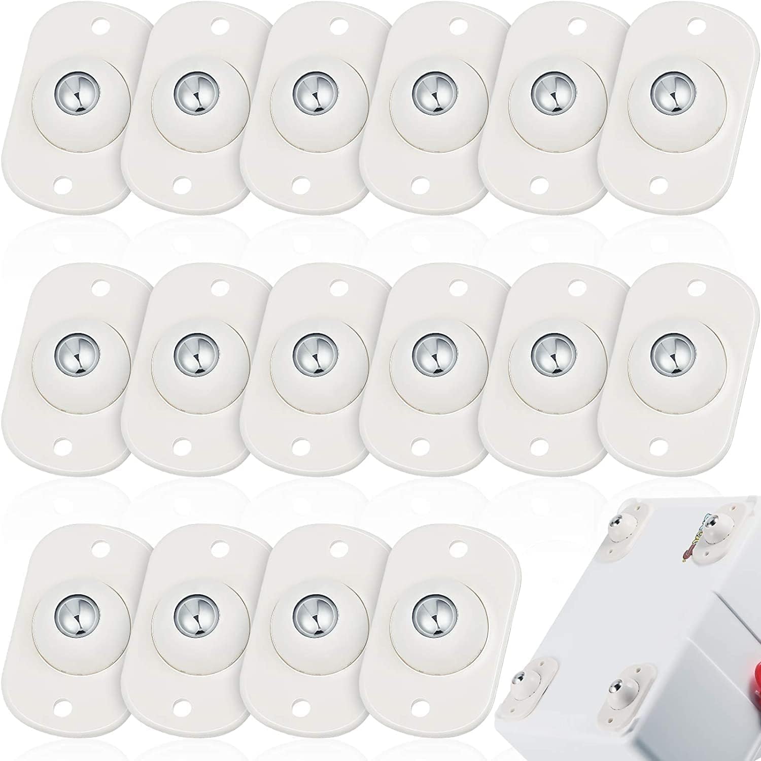 Brocade Enterprise 16 Pcs Mini Casters Wheels, Stainless Steel Self Adhesive,360 Degree Rotation Pulley, Universal Wheels Storage Box, Swivel Caster Wheels For Furniture |Casters-Wheels-Jwy645