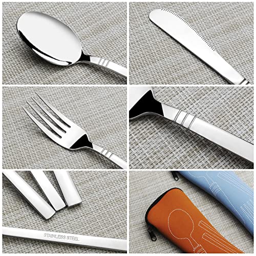 Xyskin 6-Piece Stainless Steel Travel Camping Cutlery Set, Portable Silverware Set Including Knife Fork Spoon With 2 With Cases #TOP2