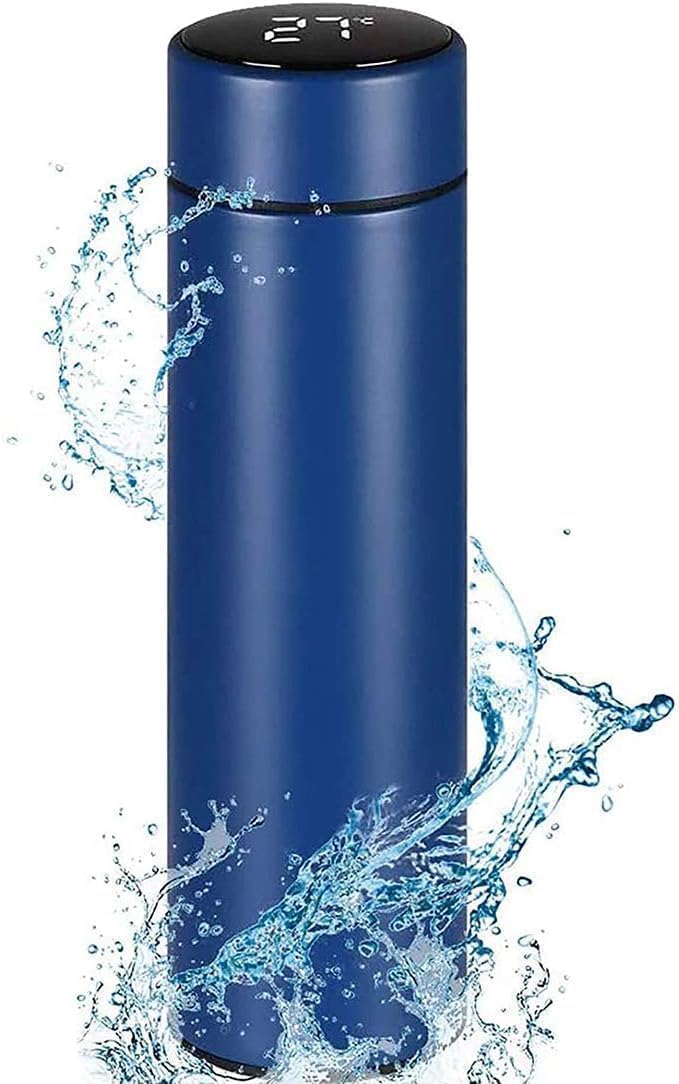 Smart Temperature Water Bottle 500ml | LED Display Touch Lid | Vacuum Insulated Stainless Steel Flask | Keeps Drinks Hot & Cold | Travel, Gym, Office Use (Blue)