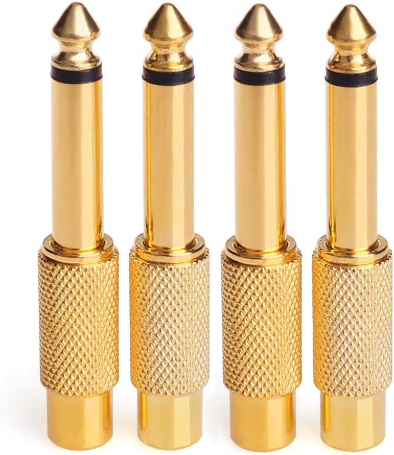 NANYI 1/4 to RCA - RCA to 1/4 Adapter RCA Female to 6.35mm 1/4 inch Male Mono TS Interconnect Audio Adapter Conversion Plug Adaptor Gold Plated-4 Pack