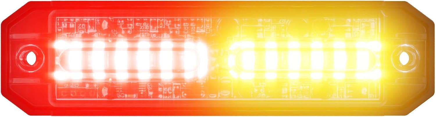 Abrams Ultra Series [Amber/Red] 36W - 12 LED [SAE Class-1] Emergency Vehicle Truck [Dual Color] LED Grille Light Head Surface Mount Strobe Warning Light [69+ Patterns]