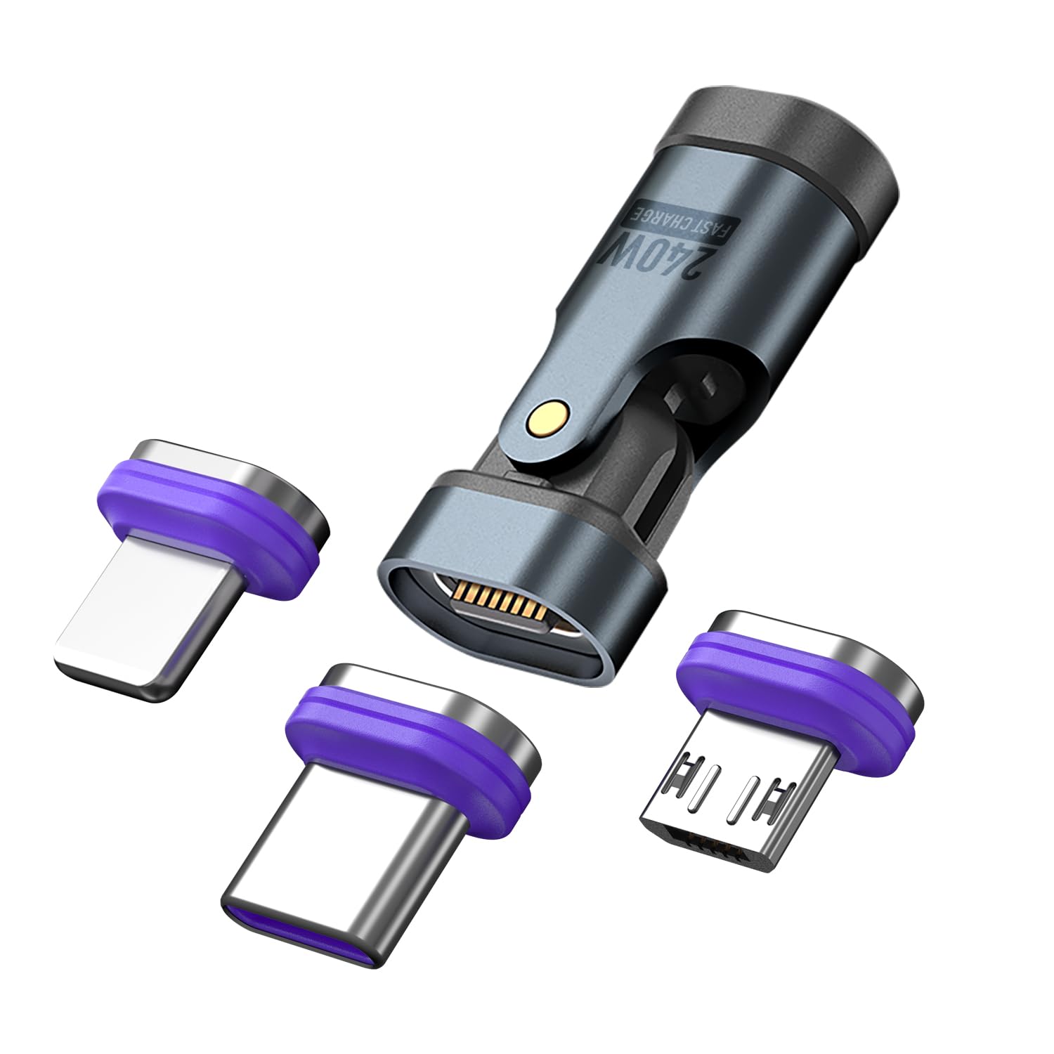 PD 240 W 16-pinowy adapter magnetyczny USB C, złącze micro USB, obracanie o 180 stopni, urządzenie ładujące USB i transmisja danych do smartfona, notebooka (końcówki magnetyczne USB C, 3 sztuki)