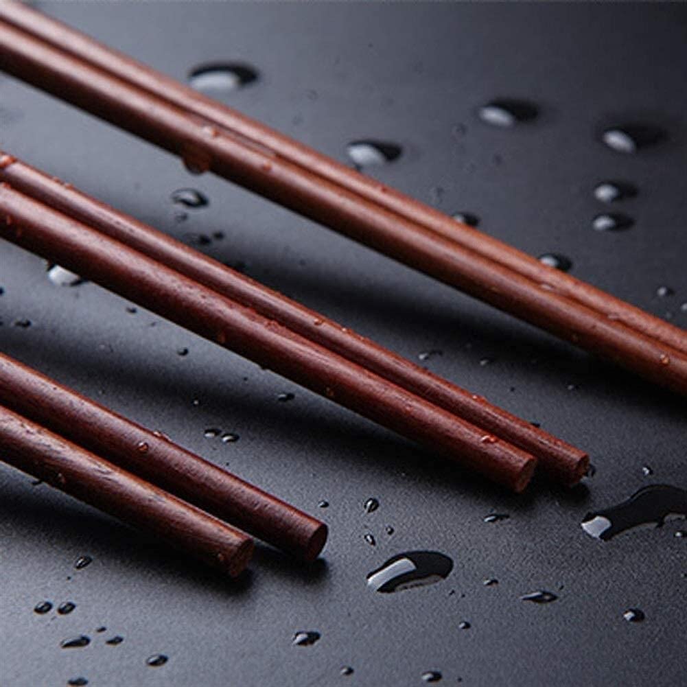 baguettes chinoises réutilisables Baguettes naturales en bois de santal rouge sans peinture et cire, vaisselle portable, non-glip / haute température, réutilisable, 10 paires, 25,3 cm de protection de