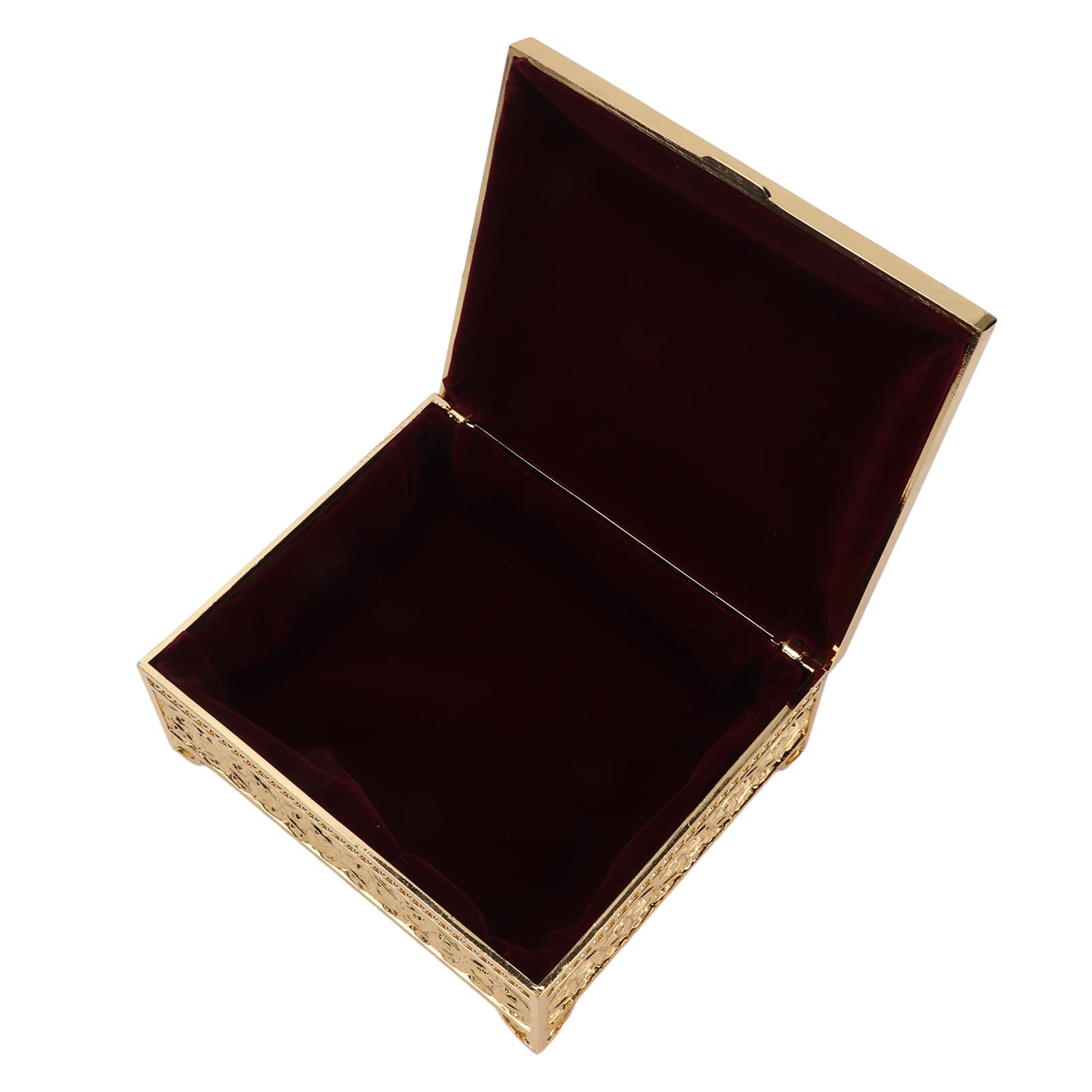 HLHLH Vintage Rose Embossed Jewelry Box, Zinc Alloy Trinket, Elegant Design(Gold)